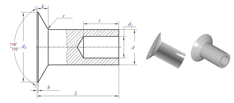 countersunk head semi tubular rivets